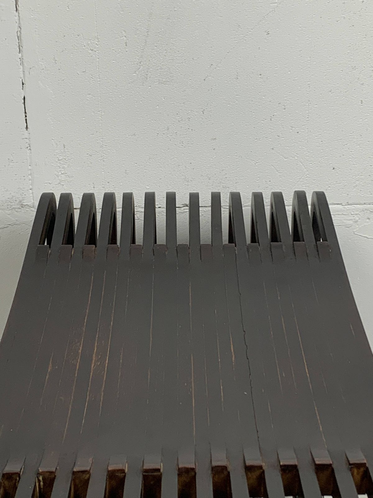Post Modern Dutch Slatted Wooden Wavy Curvy Bench Or Coffee Table, 1970s photo vinterior