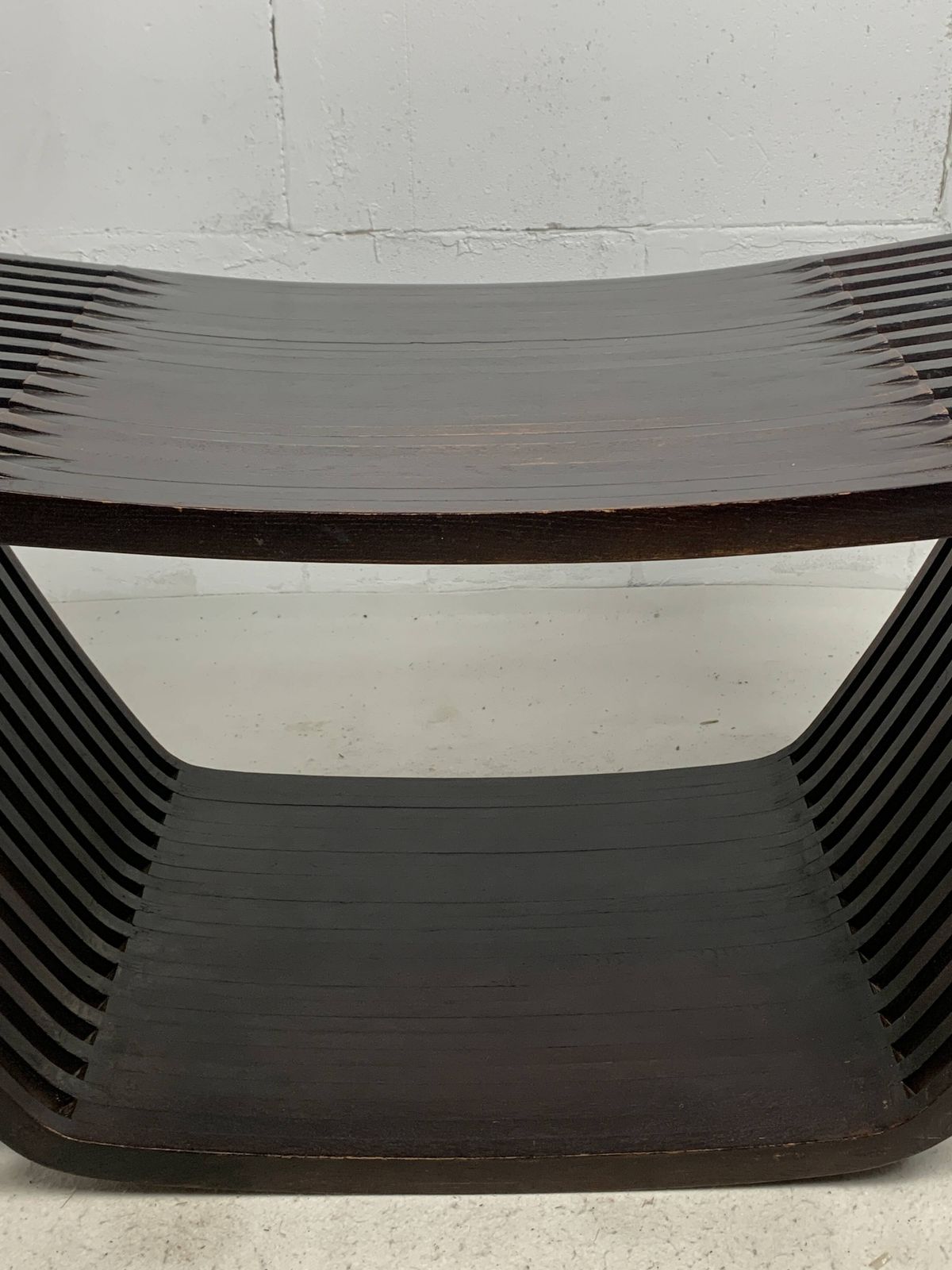 photo furniture Post Modern Dutch Slatted Wooden Wavy Curvy Bench Or Coffee Table, 1970s