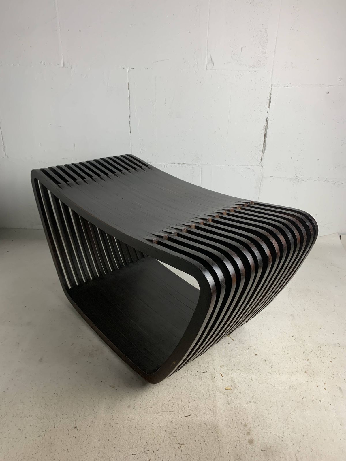 photo buy Post Modern Dutch Slatted Wooden Wavy Curvy Bench Or Coffee Table, 1970s