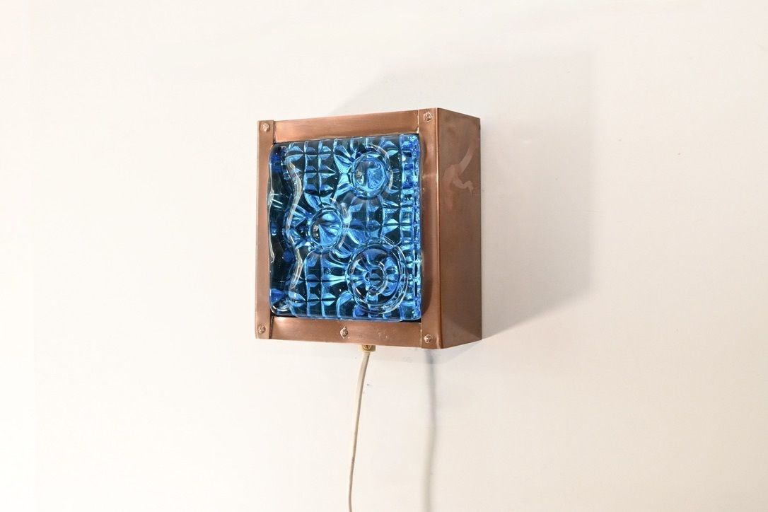 Scandinavian Copper And Glass Mid Century Modern Wall Lamp Made By Nils H Ledung photo for sale