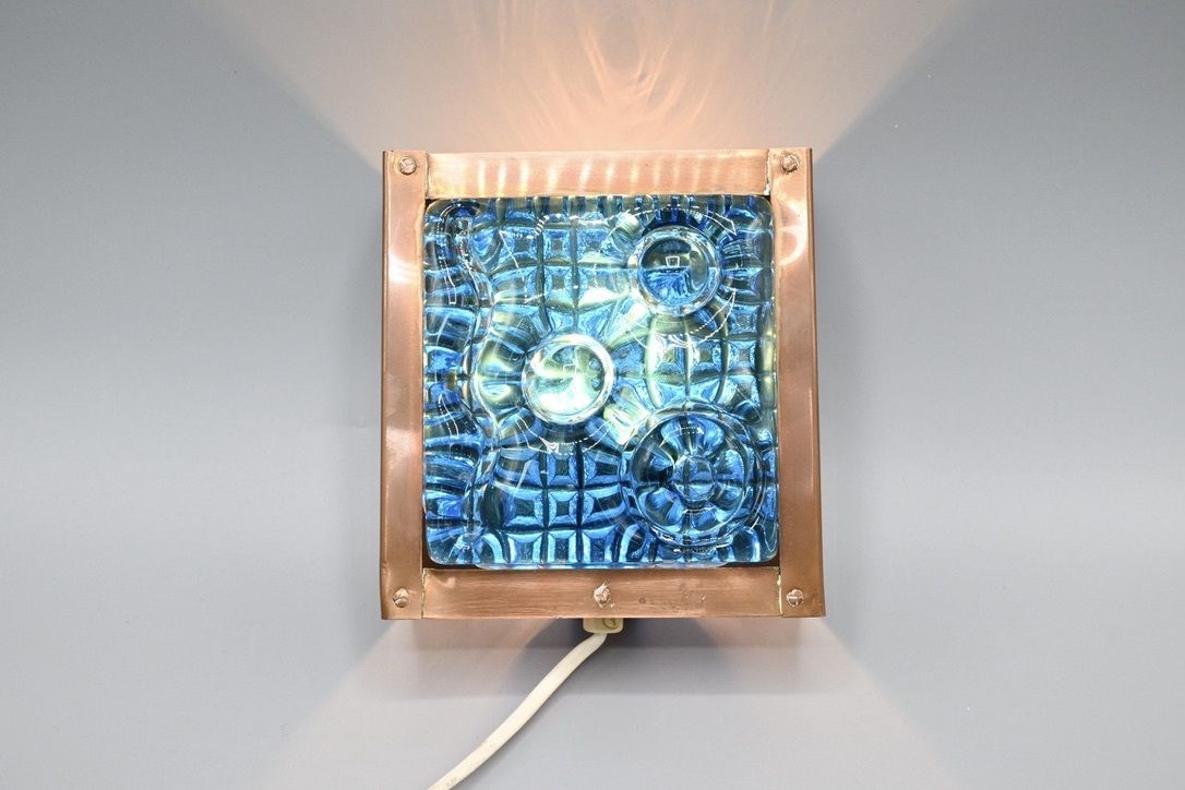 Scandinavian Copper And Glass Mid Century Modern Wall Lamp Made By Nils H Ledung photo vintage