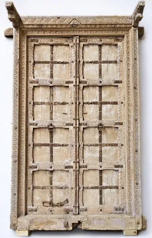 Vintage Indian Haveli Door Handmade From Mango Wood Mid 19th Century From Gujarat
