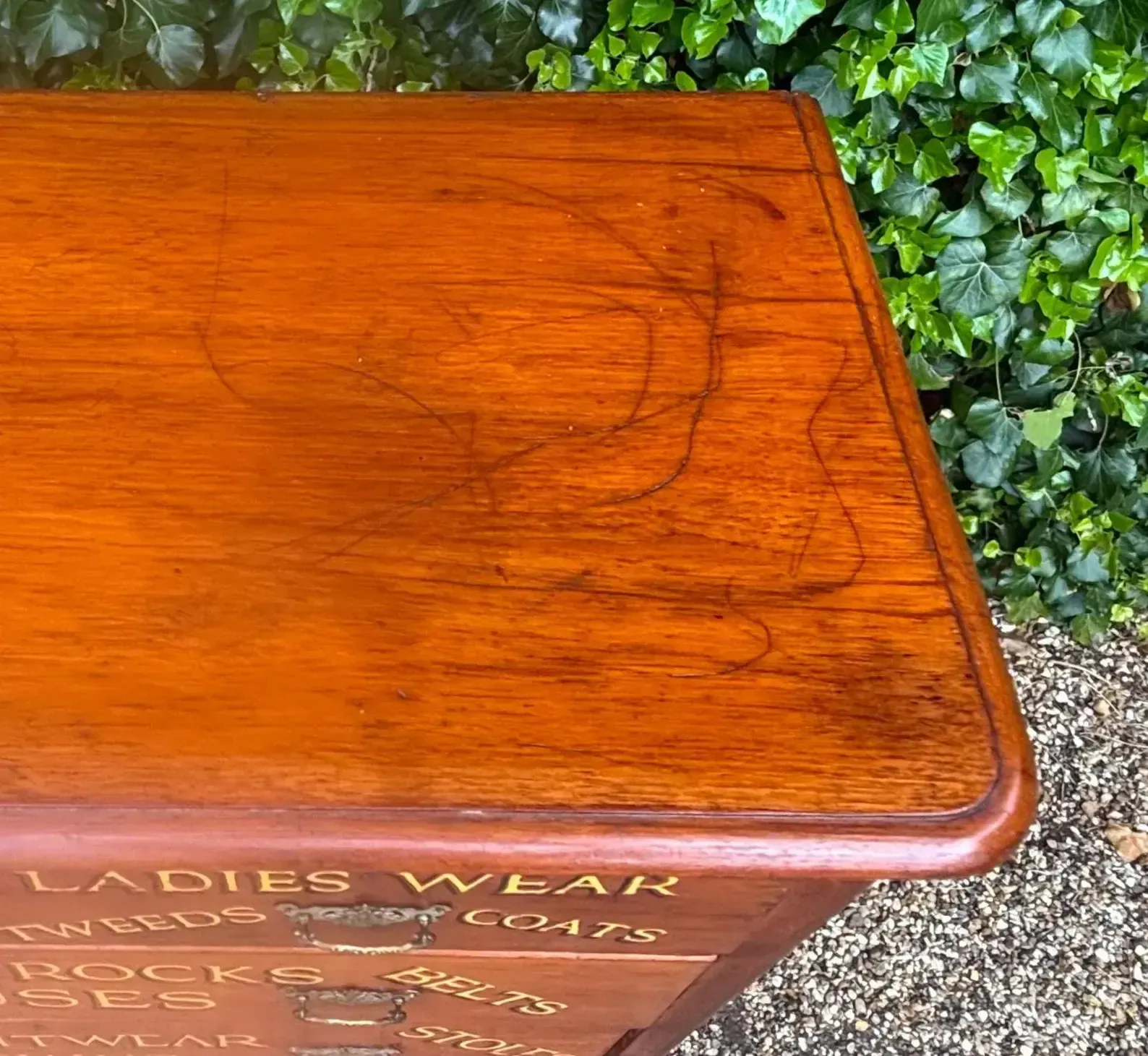 photo for sale Vintage Victorian Mahogany Sign Painted Chest Of Drawers