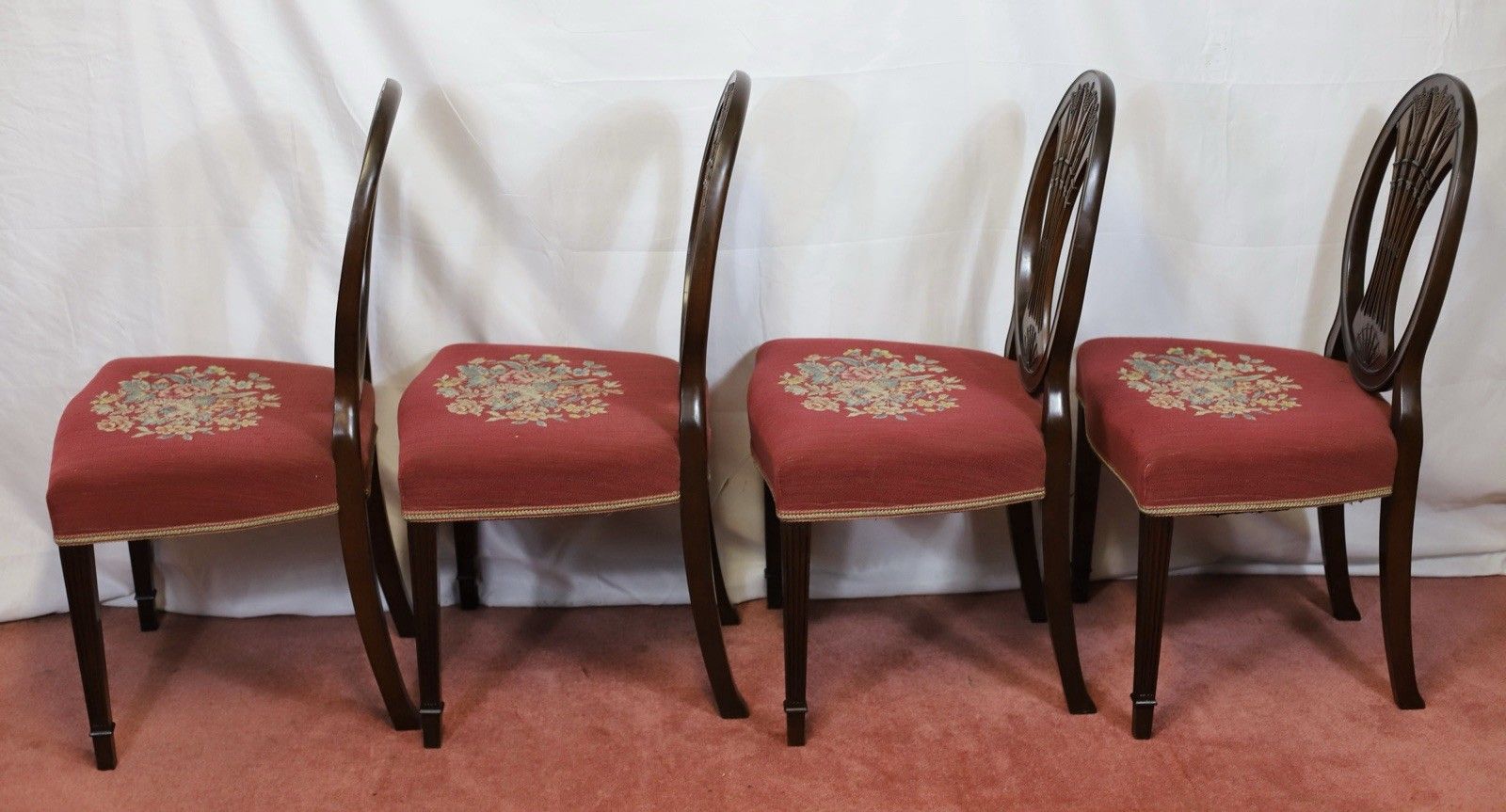 Lovely Set Of Eight Victorian Carved Mahogany Hepplewhite Style Dining Chairs photo Furniture