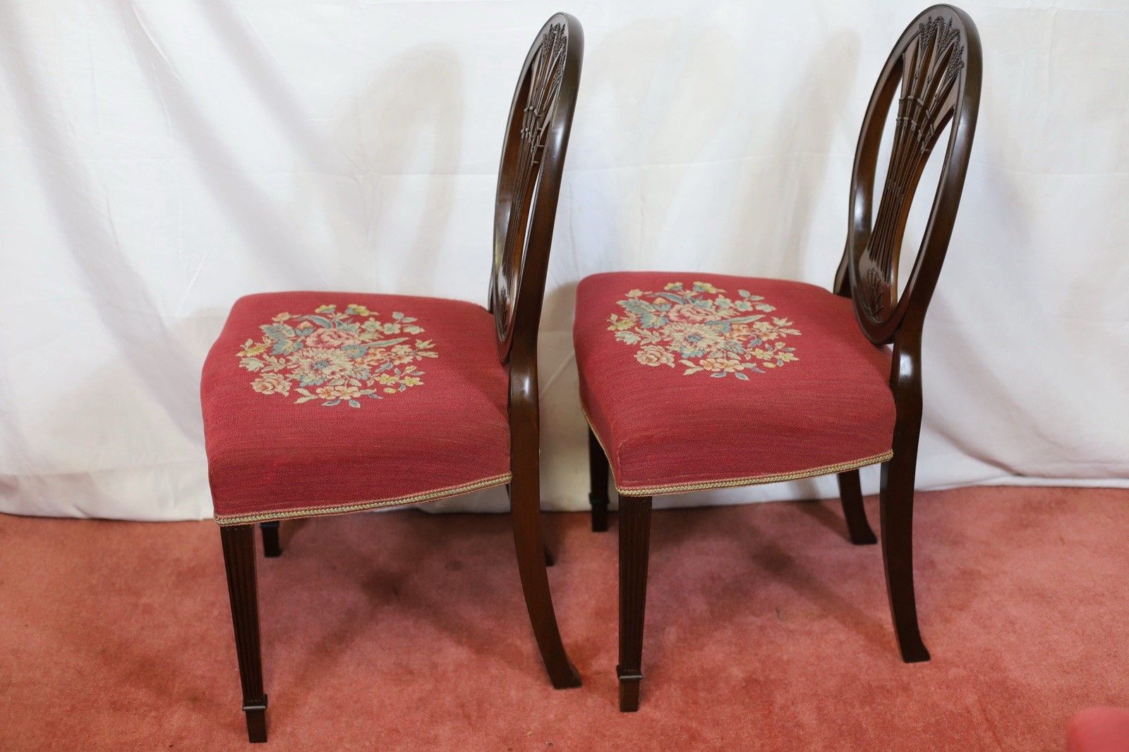 photo buy Lovely Set Of Eight Victorian Carved Mahogany Hepplewhite Style Dining Chairs