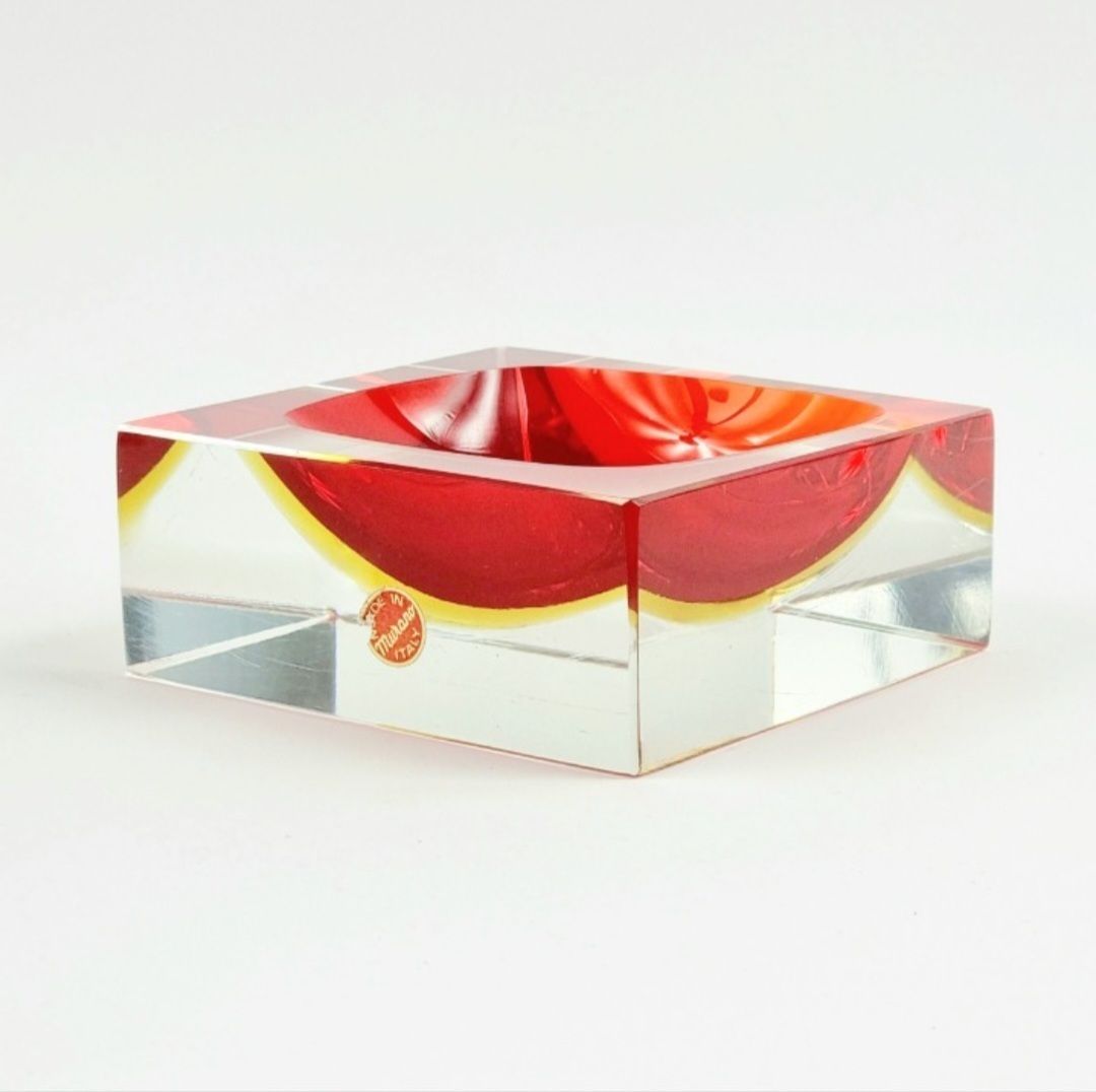 Monumental Mid Century Sommerso Murano Glass Catchall/Vide Poche By Flavio Poli For Seguso Vetri D'arte, Italy, 1970s photo furniture