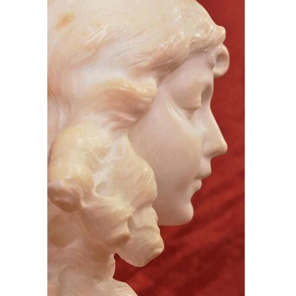Antique Statues, Marble, Bust Of Woman, Young Girl Sculpture, XIX Century. photo vinterior