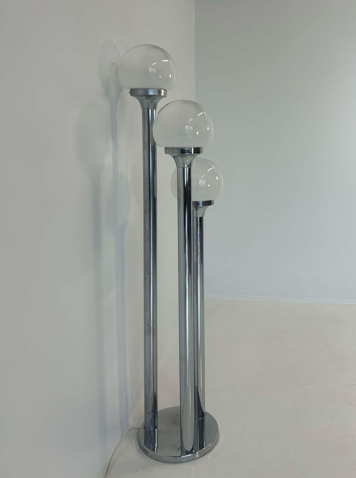 Italian Chrome And Murano Glass Floor Lamp Attr. Mazzega, 1970s photo 1040.0