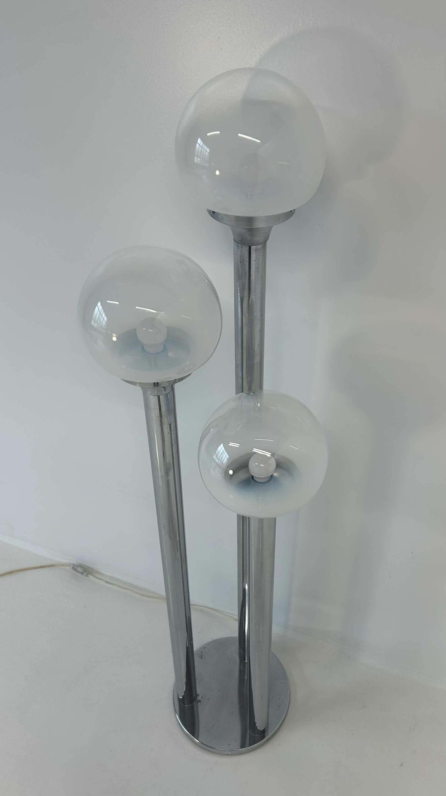 Italian Chrome And Murano Glass Floor Lamp Attr. Mazzega, 1970s photo buy