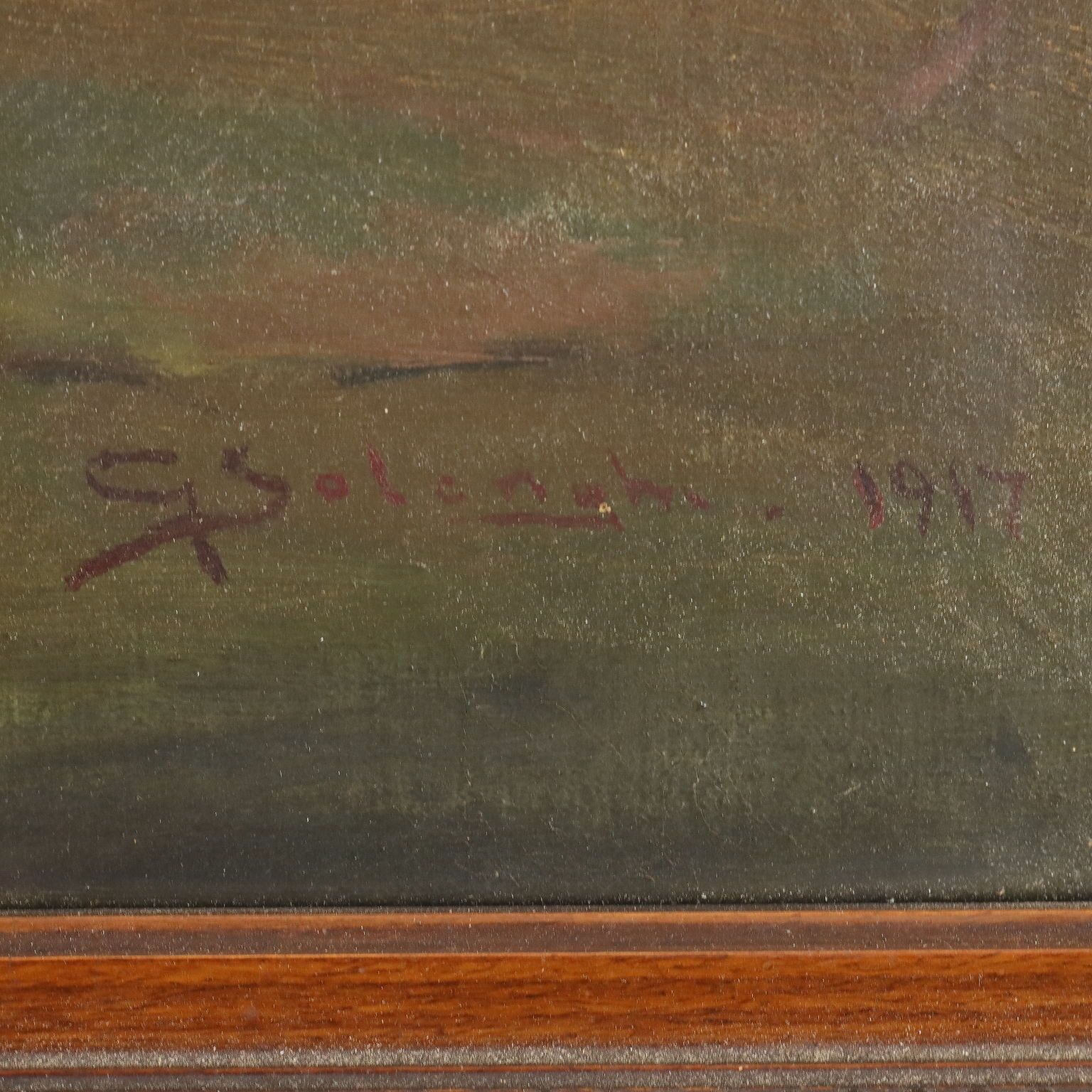 photo furniture G. Solenghi Antique Painting Interior With Figures Oil On Canvas 1917