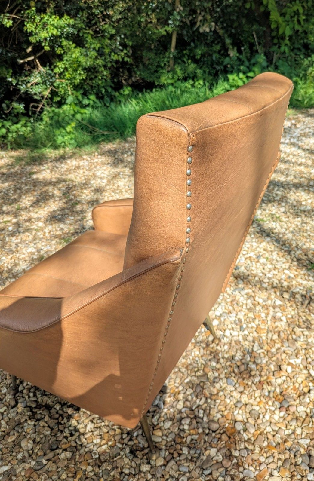 photo vinterior Quality Vintage 1960 Italian Armchair Brass Taper Supports  Delivery Available