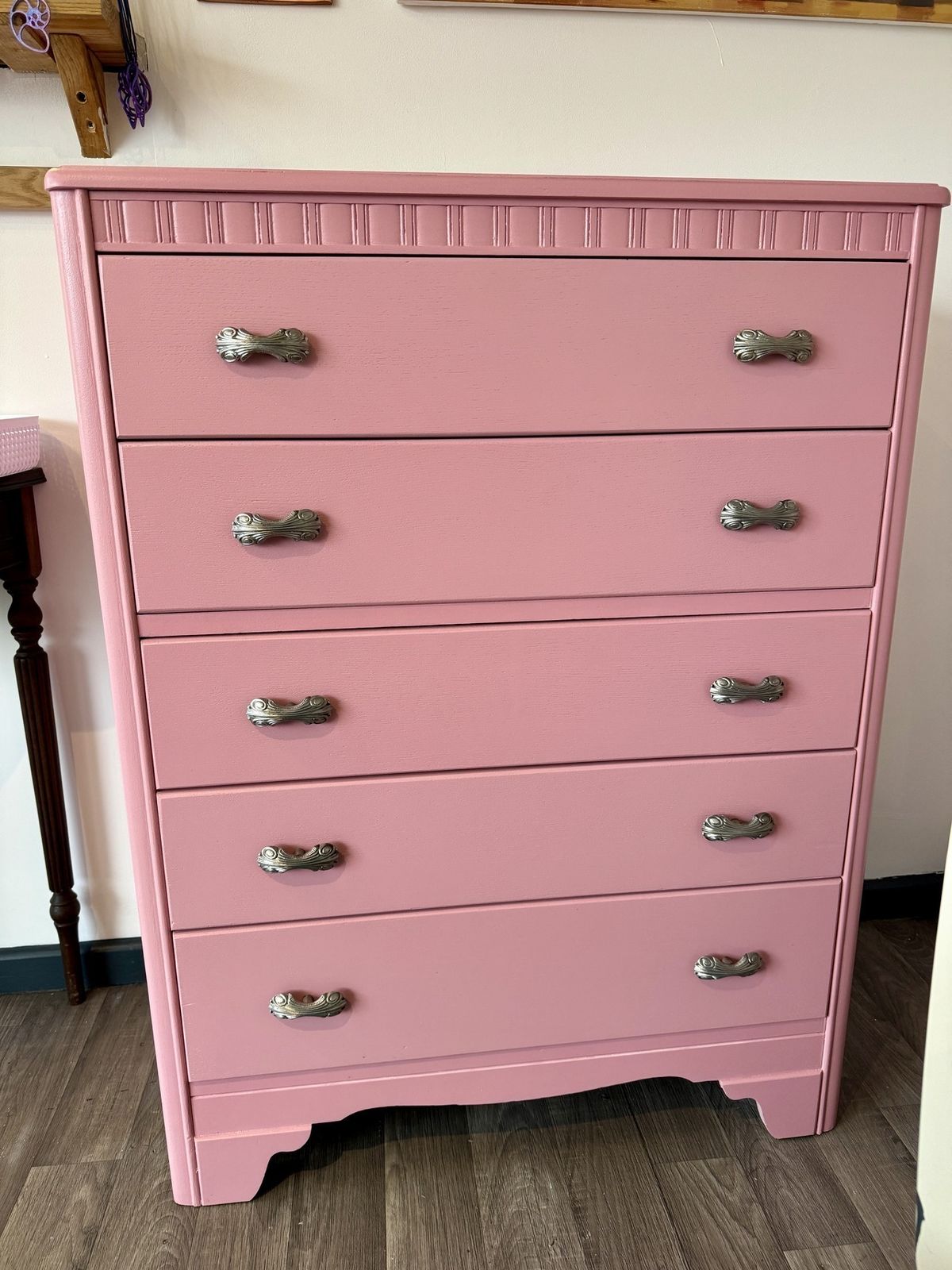 Stunning Harris Lebus Five Drawers Chest Hand Painted With Original Handles In Silver photo 450.0