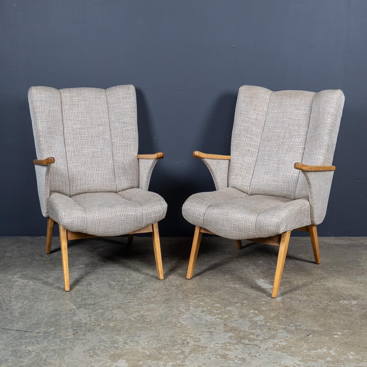 Vintage 20th Century Pair Of German Winged Armchairs By Gelenka C.1950 photo furniture
