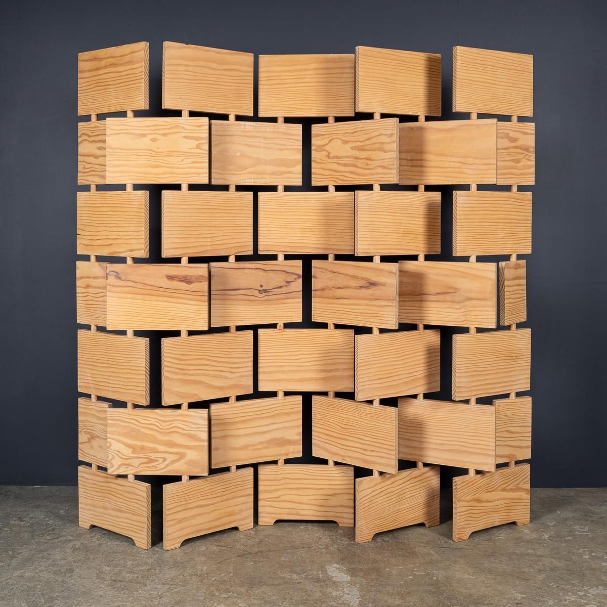 Vintage 20th Century Articulated Pine Wood Screen C.1980 photo furniture