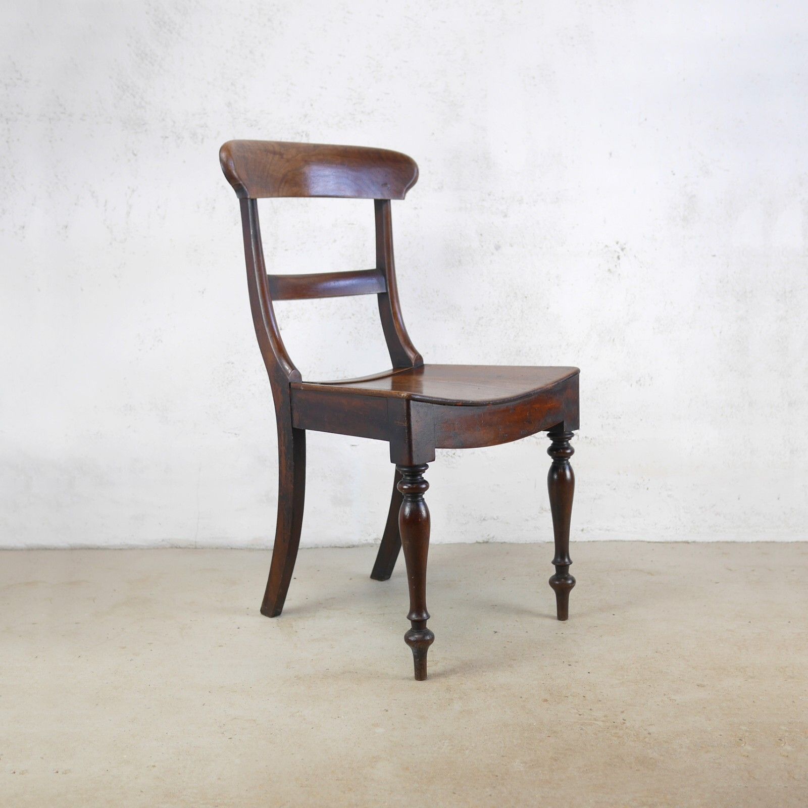 Pair Antique Regency Country House Hall Chairs Fruitwood #102883 photo 220.0