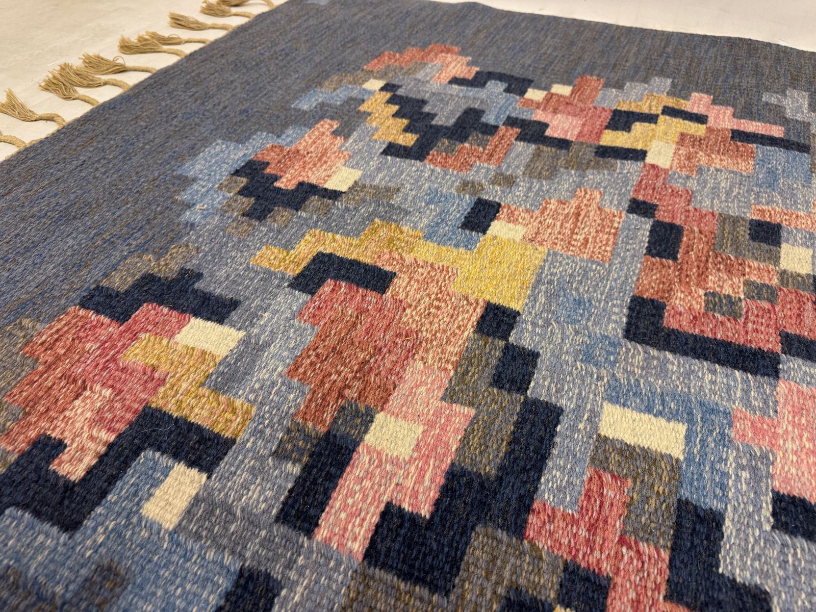 Handwoven Wool Flatweave Rölakan Korall Rug By Erik Lundberg, Sweden, 1960s photo 1295.0