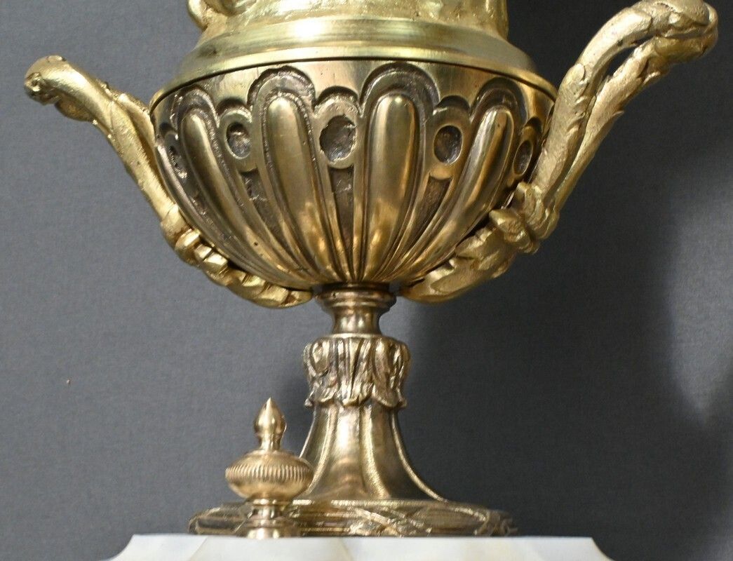 photo buy Marble And Bronze Fireplace Set, “A L'espérance” By H. Godchot – Late 19th Century