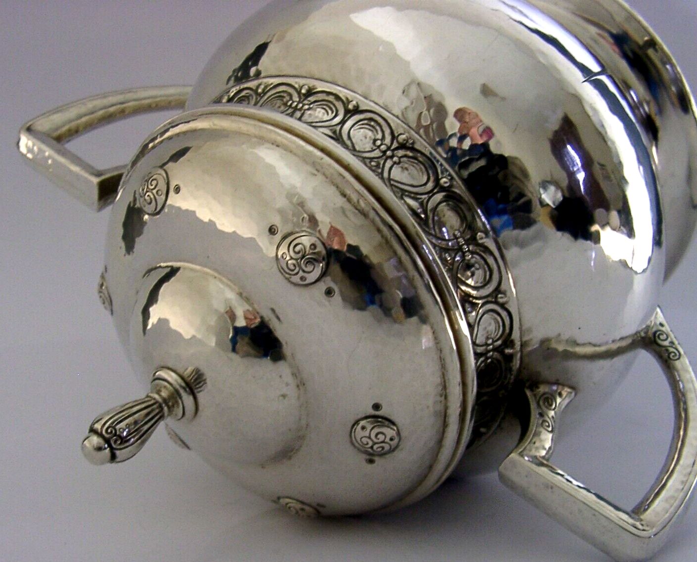 photo for sale Rare 422g Swiss Jezler Solid Silver Lidded Bowl Urn C1920 Antique Arts & Craft
