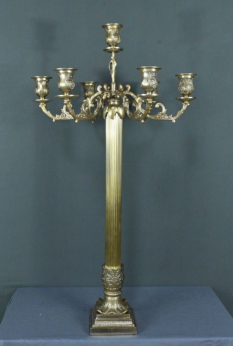 Important Bronze Candelabra, Louis XVI Style – Late 19th Century photo furniture