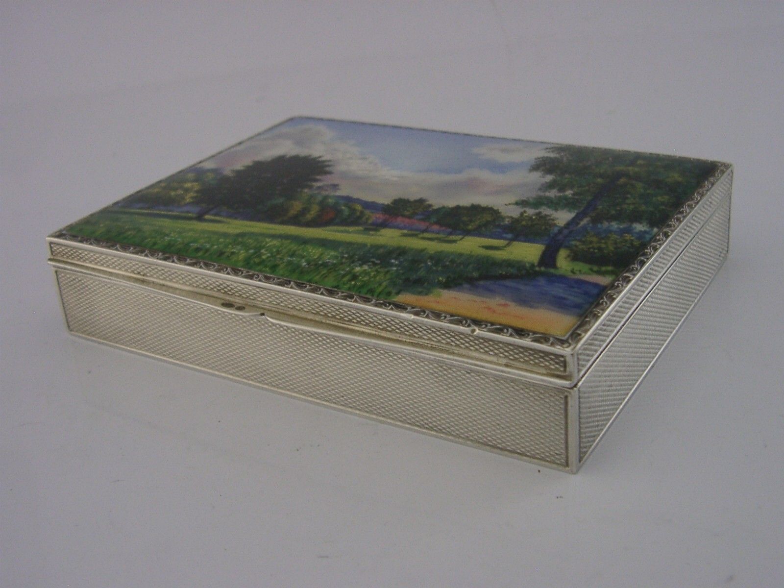 Rare 182g Stunning Sterling Silver Enamel Table Jewellery Box 1927 Antique photo buy