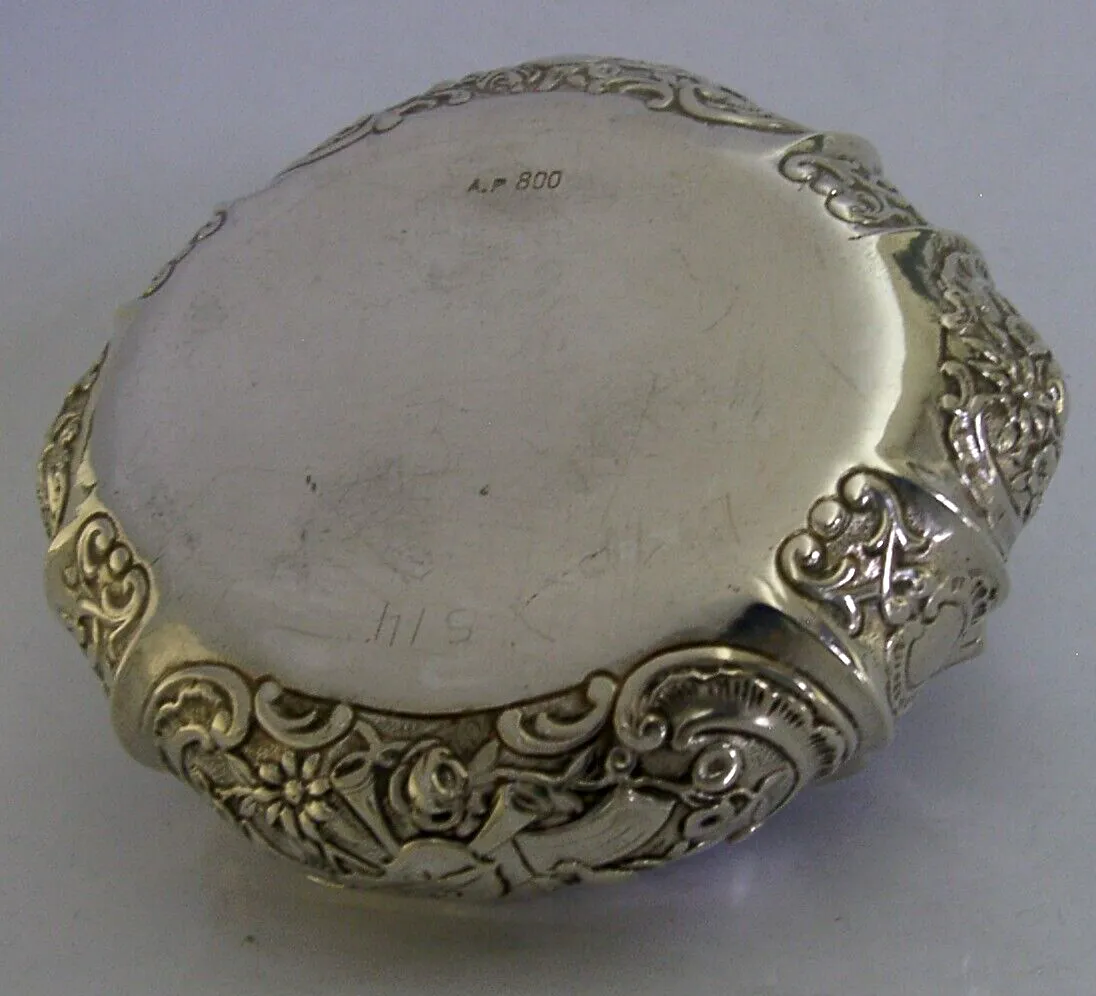 Heavy 110g Superb German Solid Silver Table Trinket Table Box C1900 Antique photo vintage