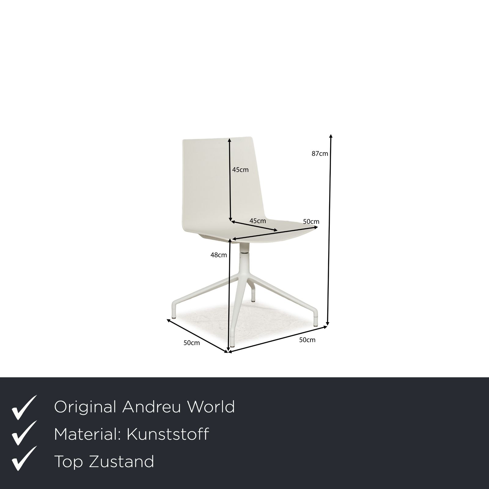 Set van 6 Andreu World Plastic Chairs – Wit/Crème – Handmatige Functie photo furniture
