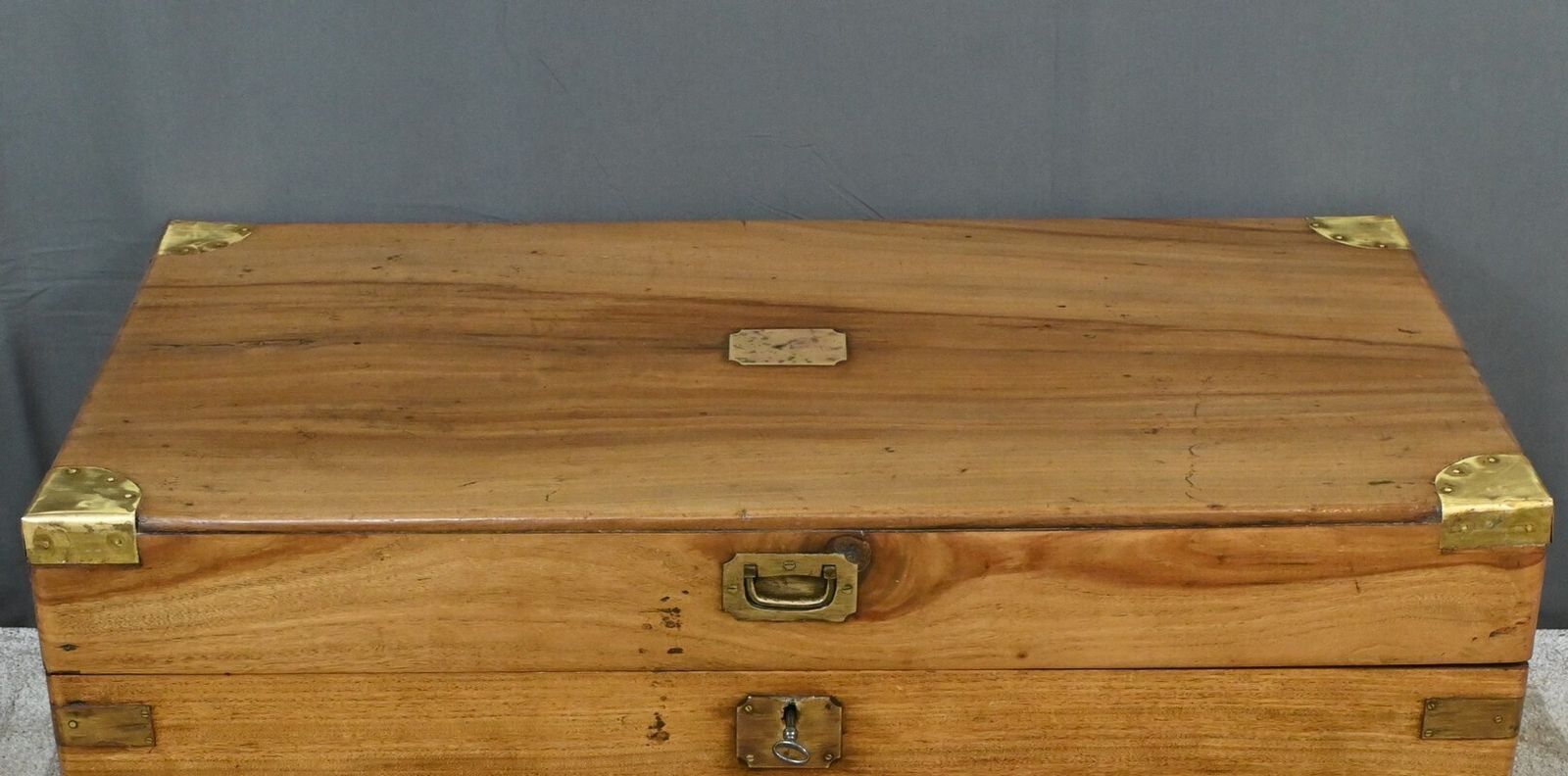 Marine Trunk In Camphor Wood, India – Late 19th Century photo Furniture