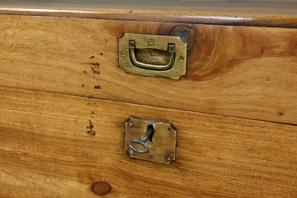 Furniture Marine Trunk In Camphor Wood, India – Late 19th Century photo