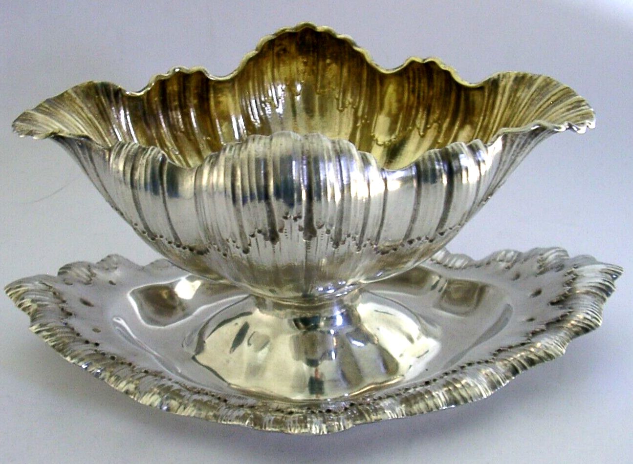 Rare 412g Stunning German 800 Solid Silver Shell Dish Bowl C1890 Antique photo for sale