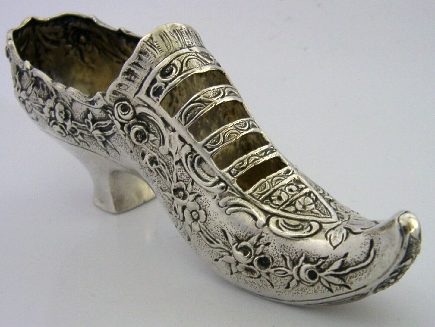 Rare Large German Hanau Solid Silver Shoe Dish Pin Cushion C1890 Novelty Antique photo 345.0