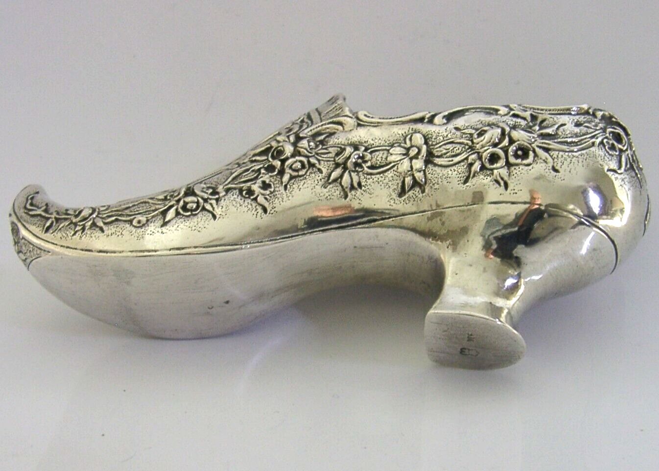 photo furniture Rare Large German Hanau Solid Silver Shoe Dish Pin Cushion C1890 Novelty Antique