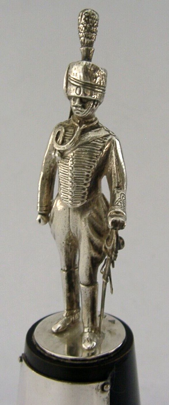 6.75inc Sterling Silver Royal Hassars Soldier Figure Trophy Statue 1969 Military photo Art
