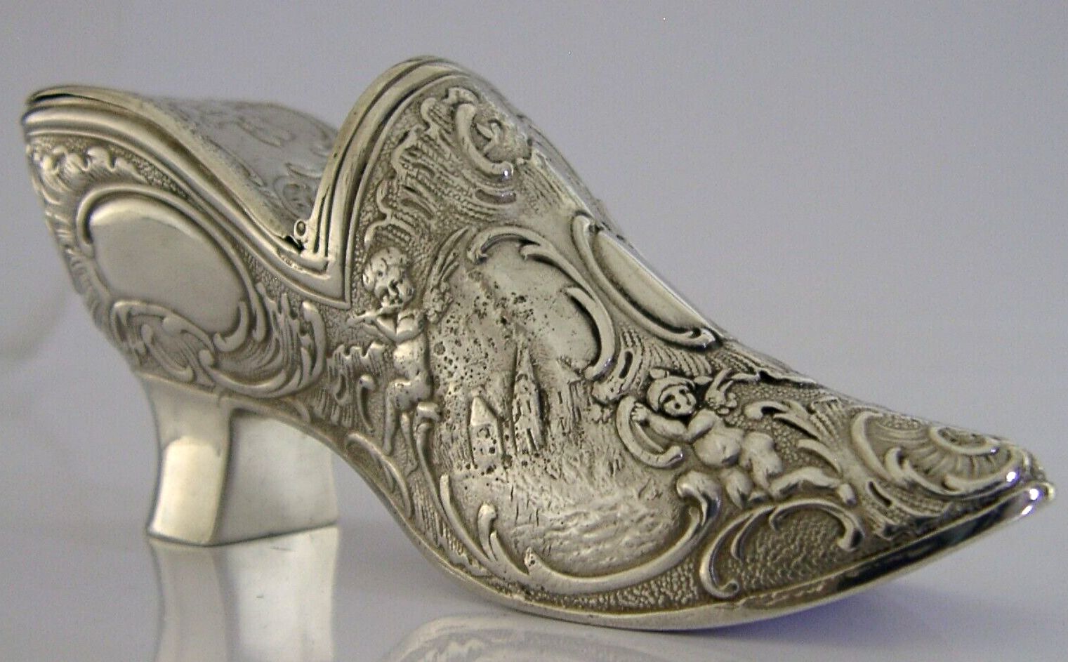 Good Size 4 Inch Rare German Hanau Solid Silver Shoe Box C1900 Antique 60g photo Home Decor