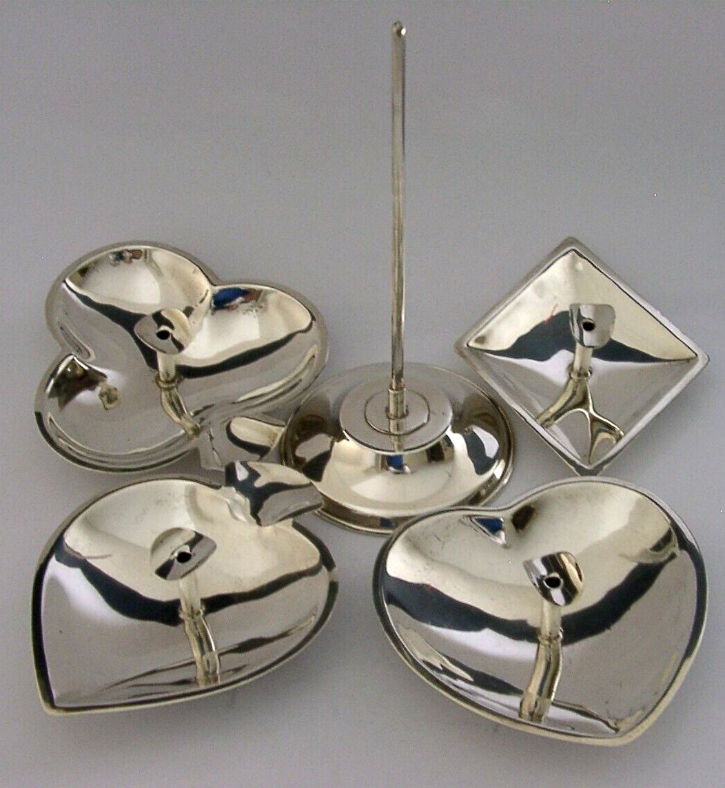 Stunning Sterling Silver Playing Card Dishes C1980 Mexican 215g Poker Bridge photo for sale