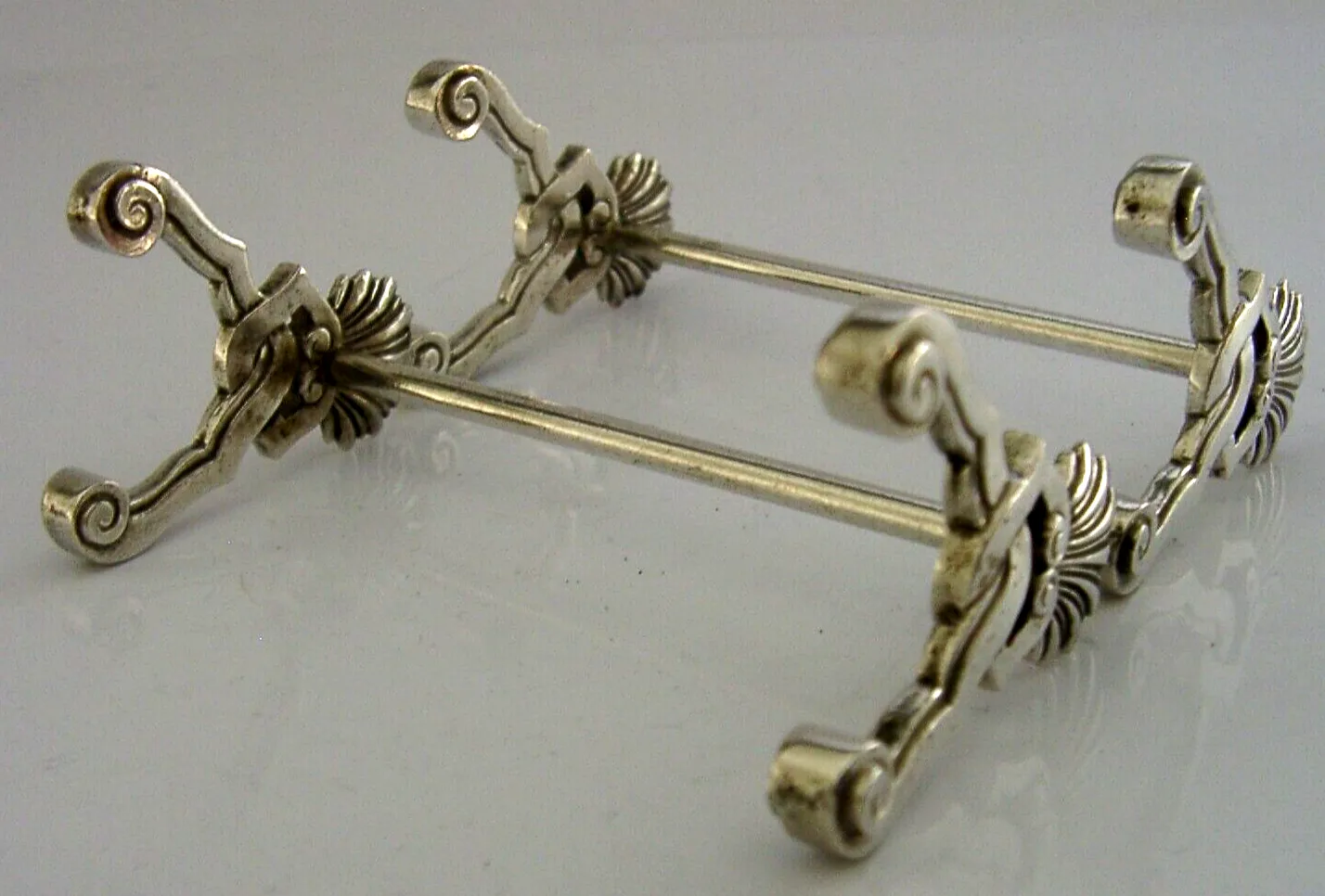 Belgian 800 Cast Solid Silver Cutlery Rests C1920 Antique Art Deco 70g photo vinterior