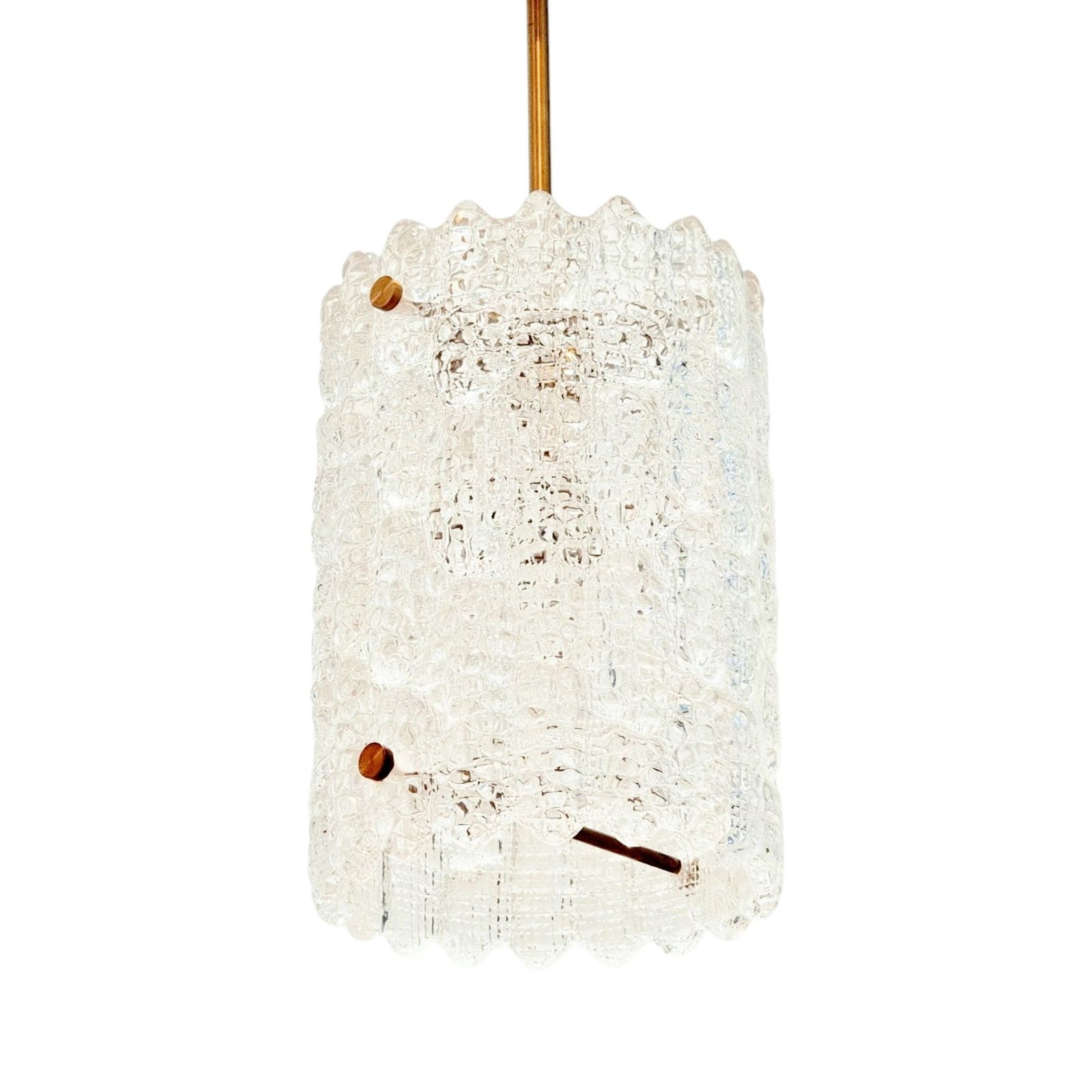 Mid Century Scandinavian Crystal Glass & Brass Ceiling Light By Carl Fagerlund For Orrefors, Sweden, 1960s photo for sale