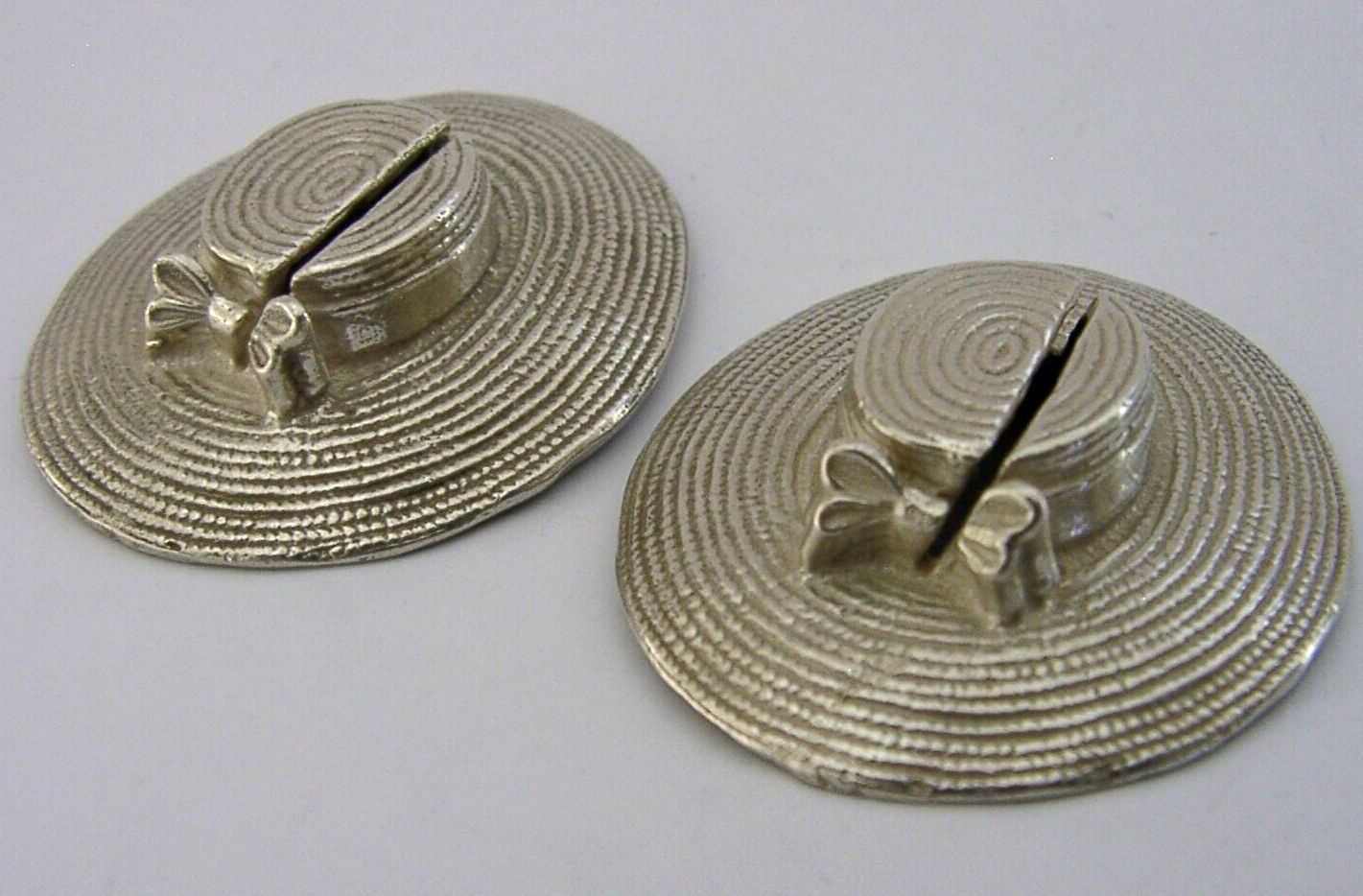 Pair Of English Sterling Silver Straw Hat Menu Holders 2018 Novelty photo Home Decor