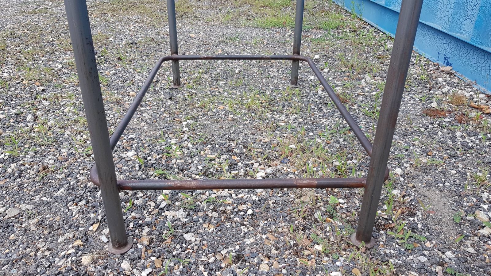 photo buy Table With Old Brass Ship's Porthole With Iron Base / 110 X 70 X 76 Cm