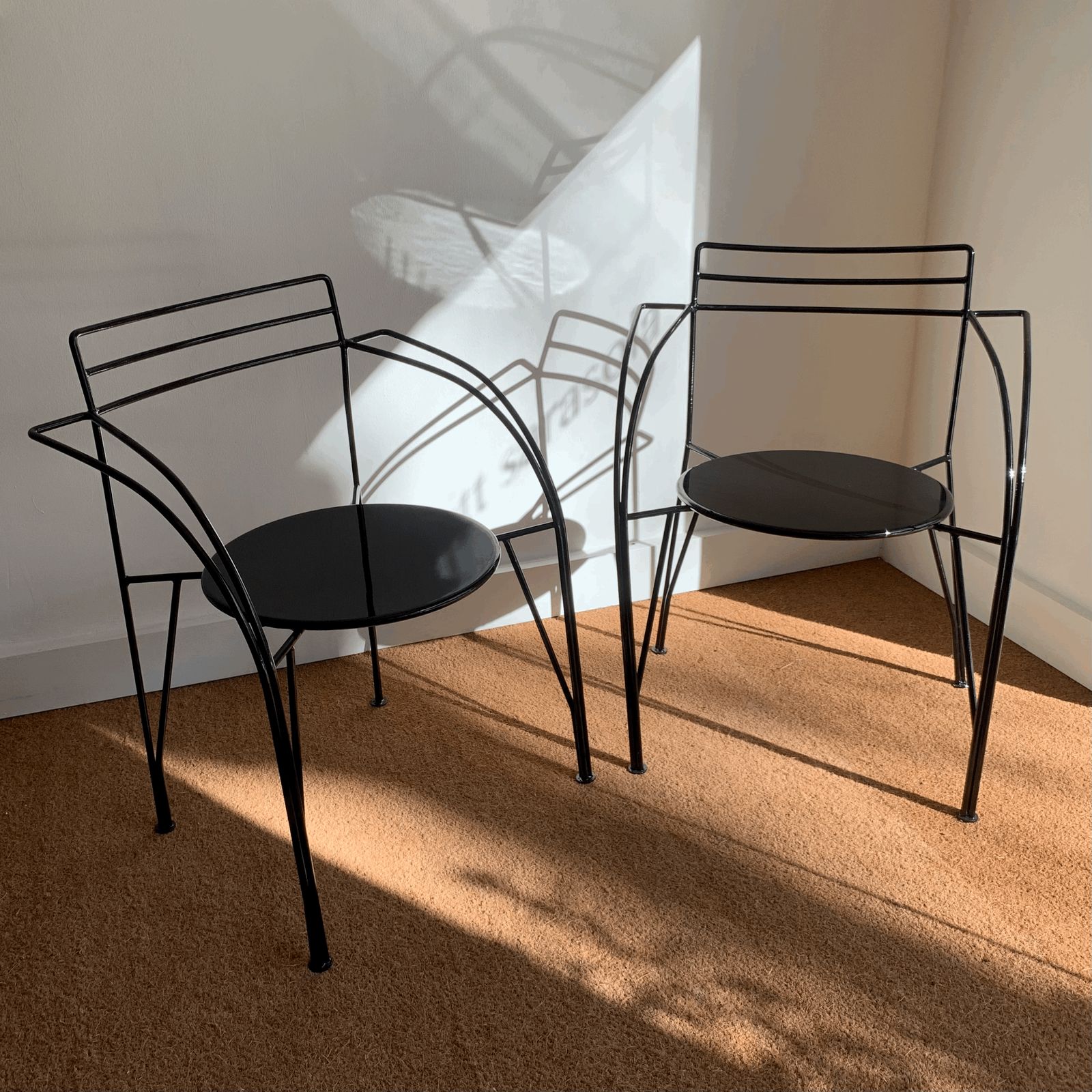 photo vinterior Pascal Mourgue Metal Armchairs, France, 1980s