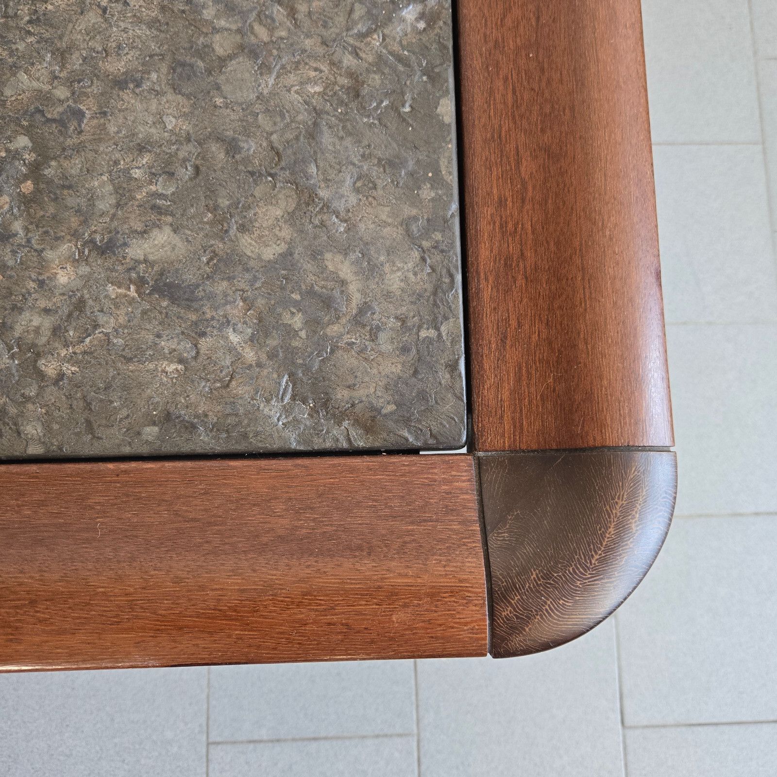 photo furniture Vintage 1960 Scandinavian Teak Rosewood & Shale Stone Coffee Table 60s