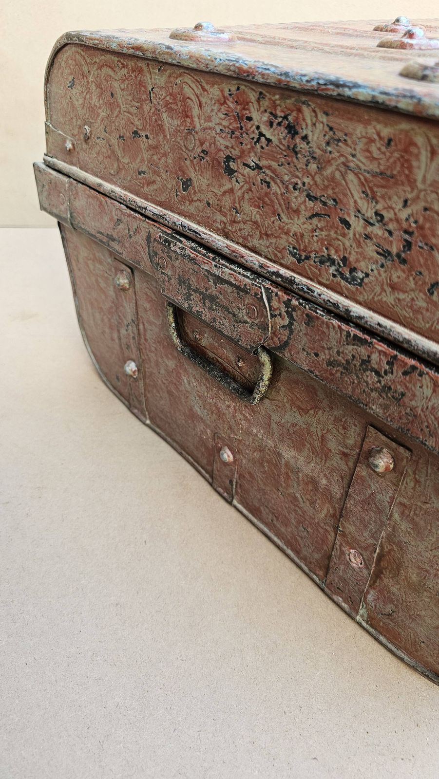 Old Metal And Brass Travel Trunk From The Indian Railway photo vinterior