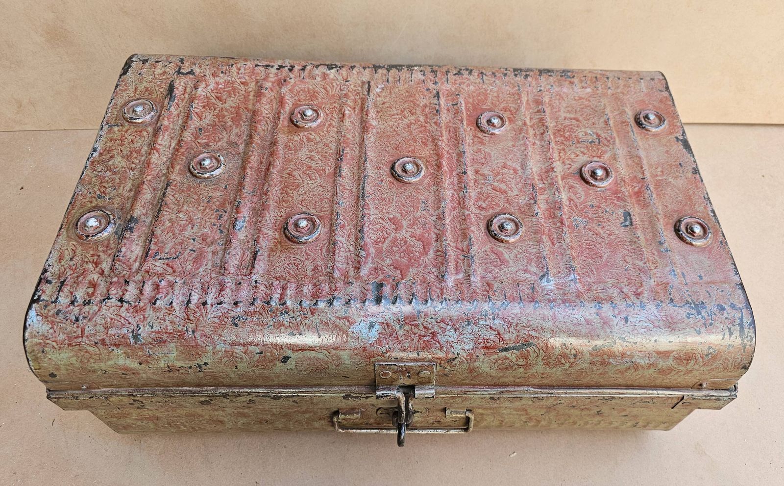 Old Metal And Brass Travel Trunk From The Indian Railway photo buy
