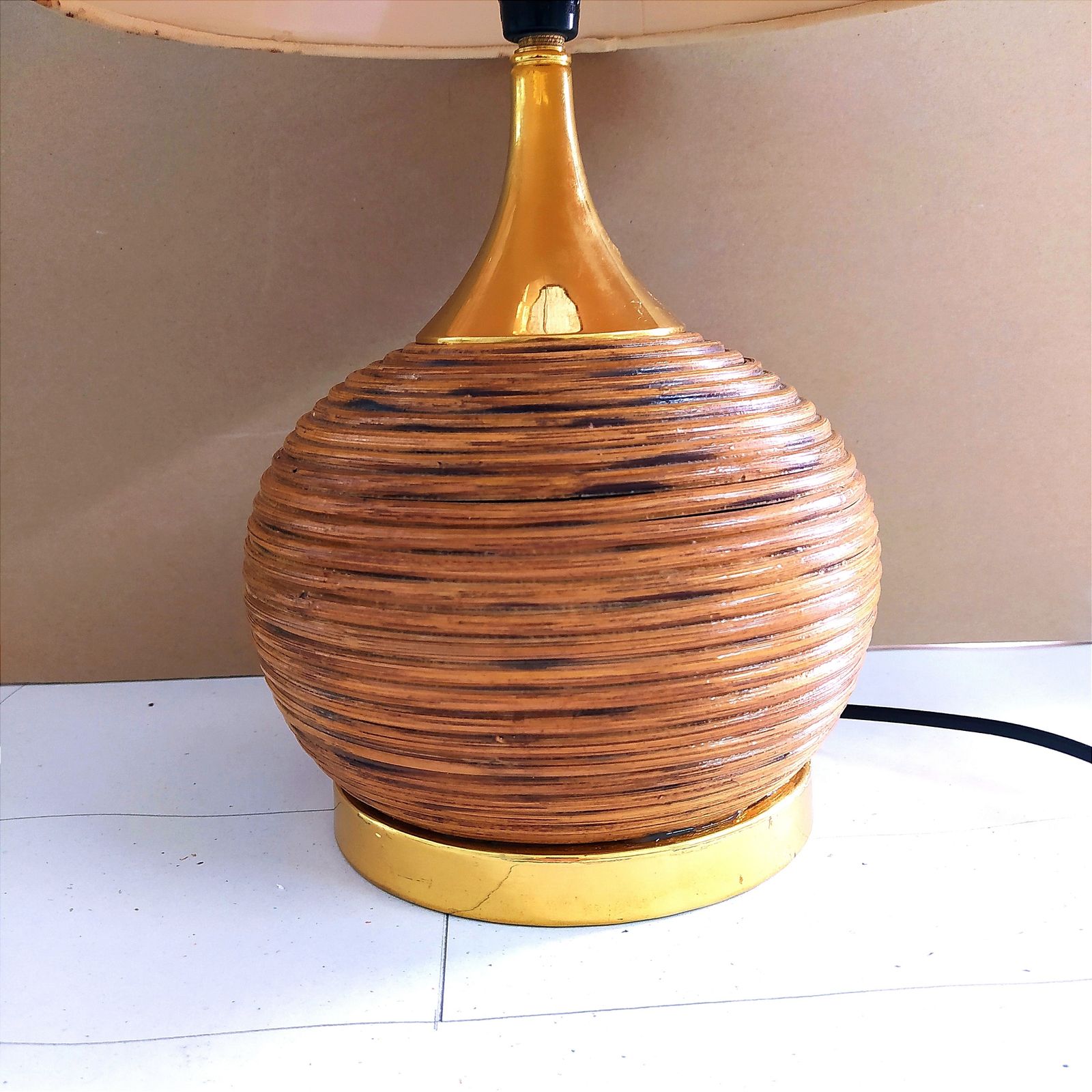 1970's Pencil Reed Table Lamp, 1970s photo furniture
