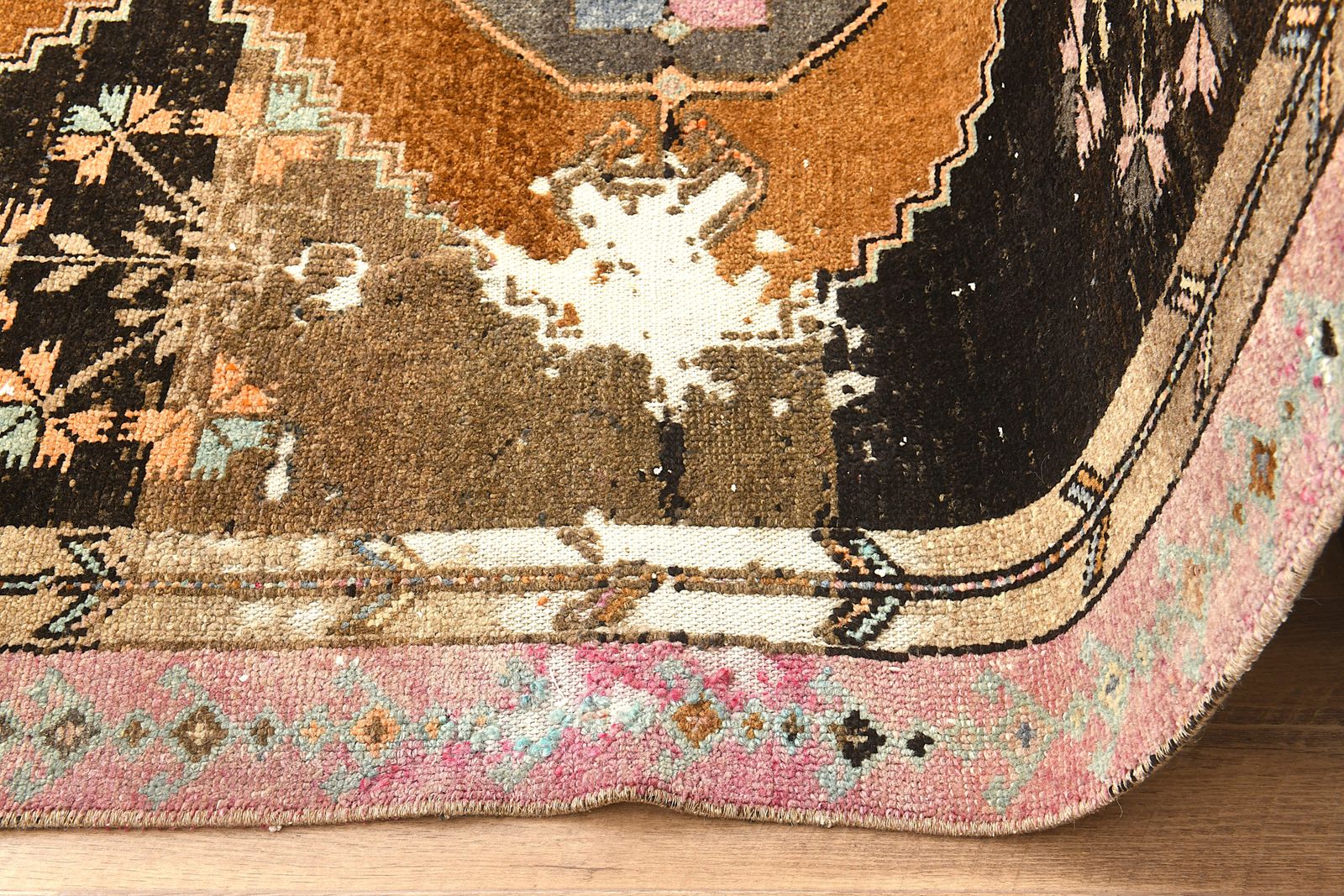 5'1x11'7 Ft, Vintage Turkish Wide Runner, Handmade, Soft Wool, Stair Rugs, Hallway Carpet, Woven Oushak Rug, Brown Orange Tones photo furniture