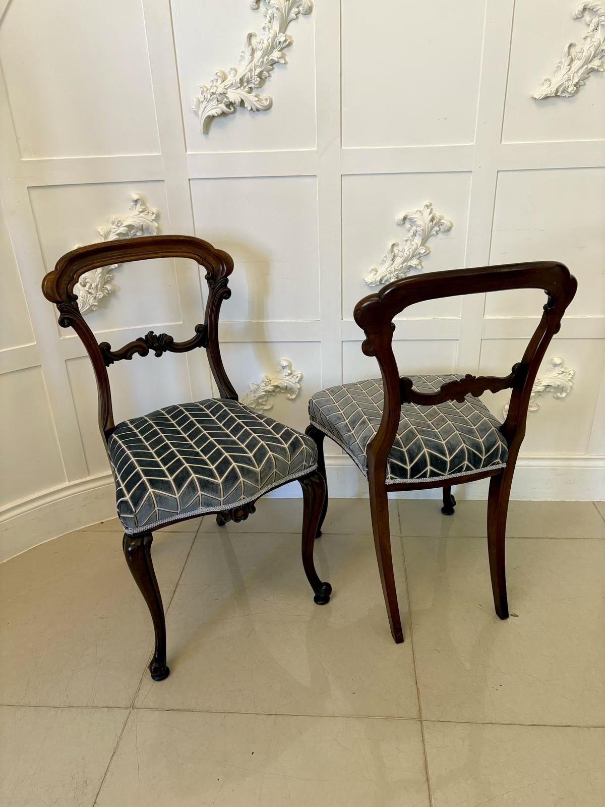 Pair Of Antique 19th Century Quality Carved Rosewood Side Chairs photo for sale