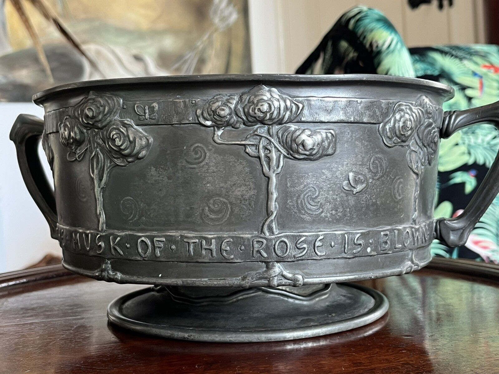Liberty & Co Tudric Arts & Crafts 2 Handle Pewter Rose Bowl By David Veasey photo Home Decor