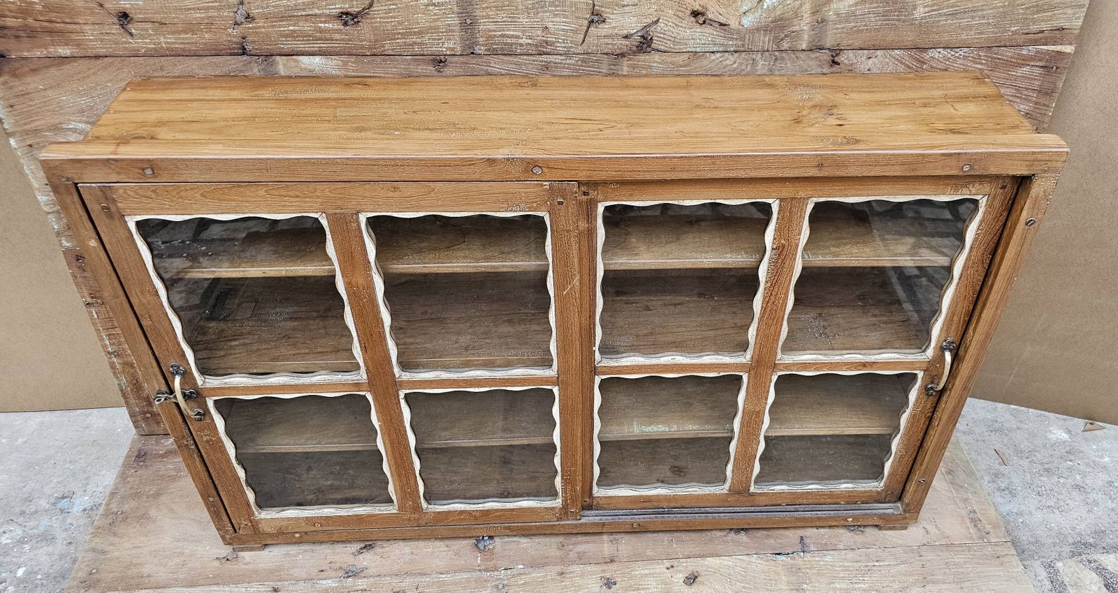 Old Art Deco Glazed Sideboard In Burmese Teak photo Furniture