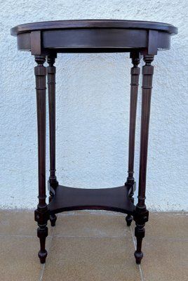 Mid Century French Wood Oval Side Table, 1950s photo Furniture
