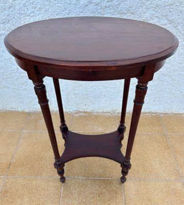 Mid Century French Wood Oval Side Table, 1950s photo vinterior