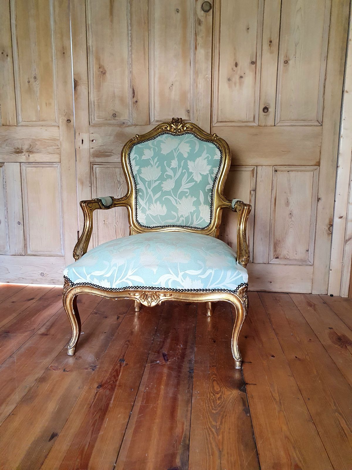 Antique XVI Style Gilt Wood Chair photo for sale